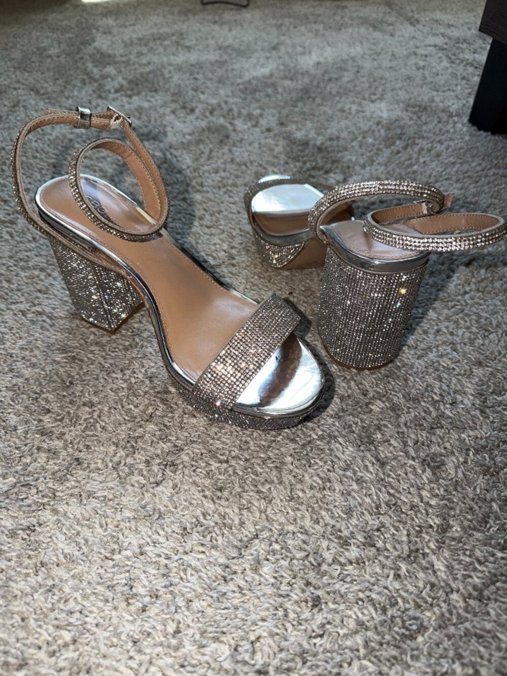 BCBGeneration Women's Pristal Rhinestone Platform Block Heel Sandals